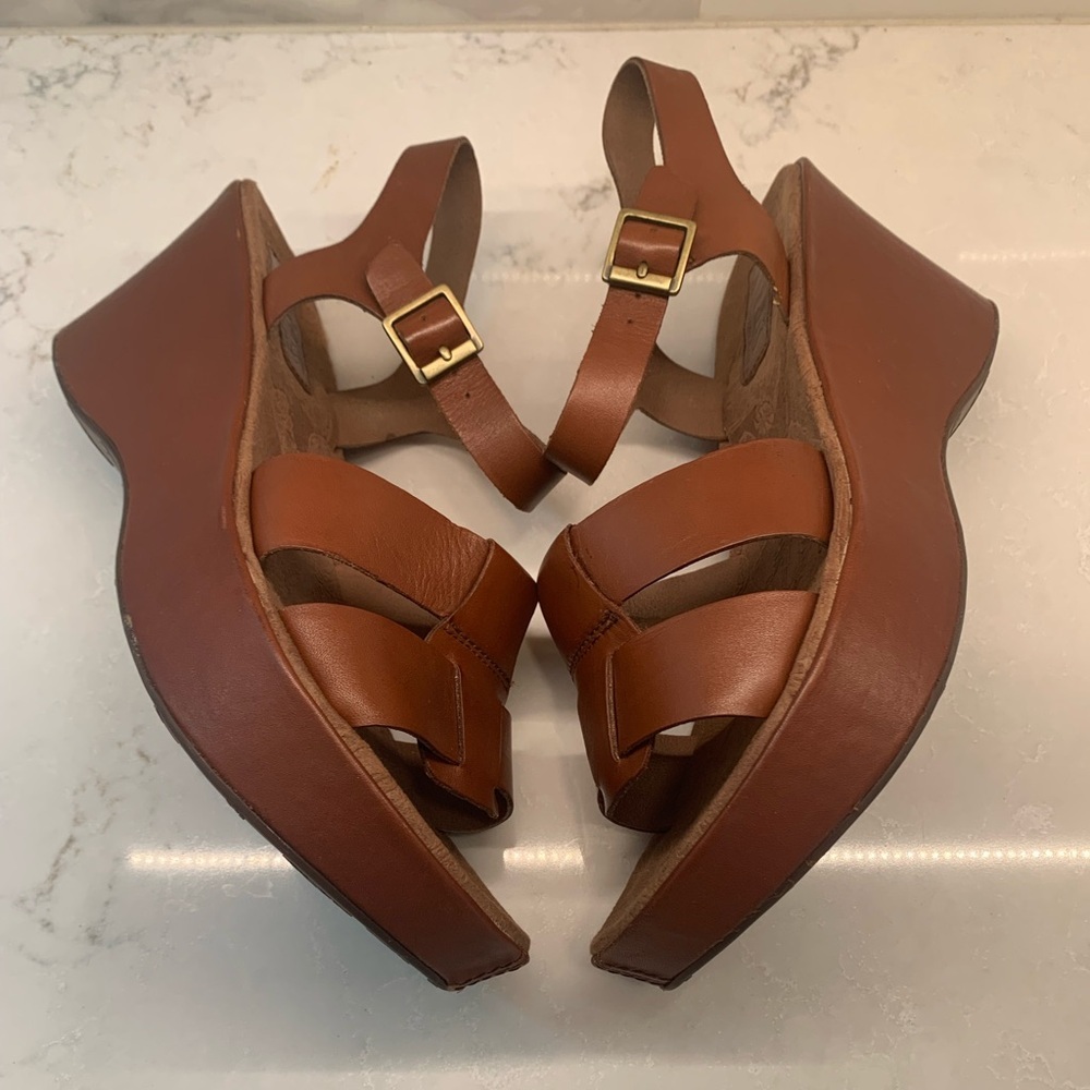 Kork-Ease Della Brown Leather Platform Sandals with Ankle Strap Size 10​ - Picture 7 of 7